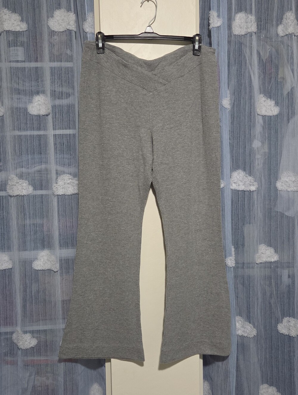 Colsie Ribbed Crossover Waist Flared Pants